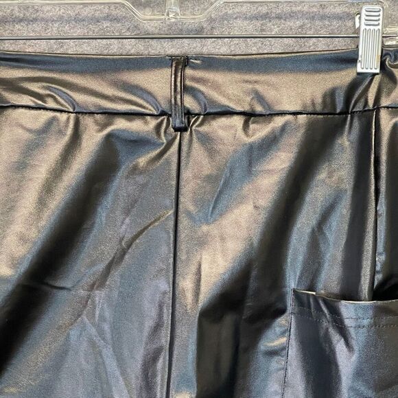 NWT Shein Womens 3XL Black Pants Curve High Waist Faux Leather Straight Wide Leg - Picture 15 of 16